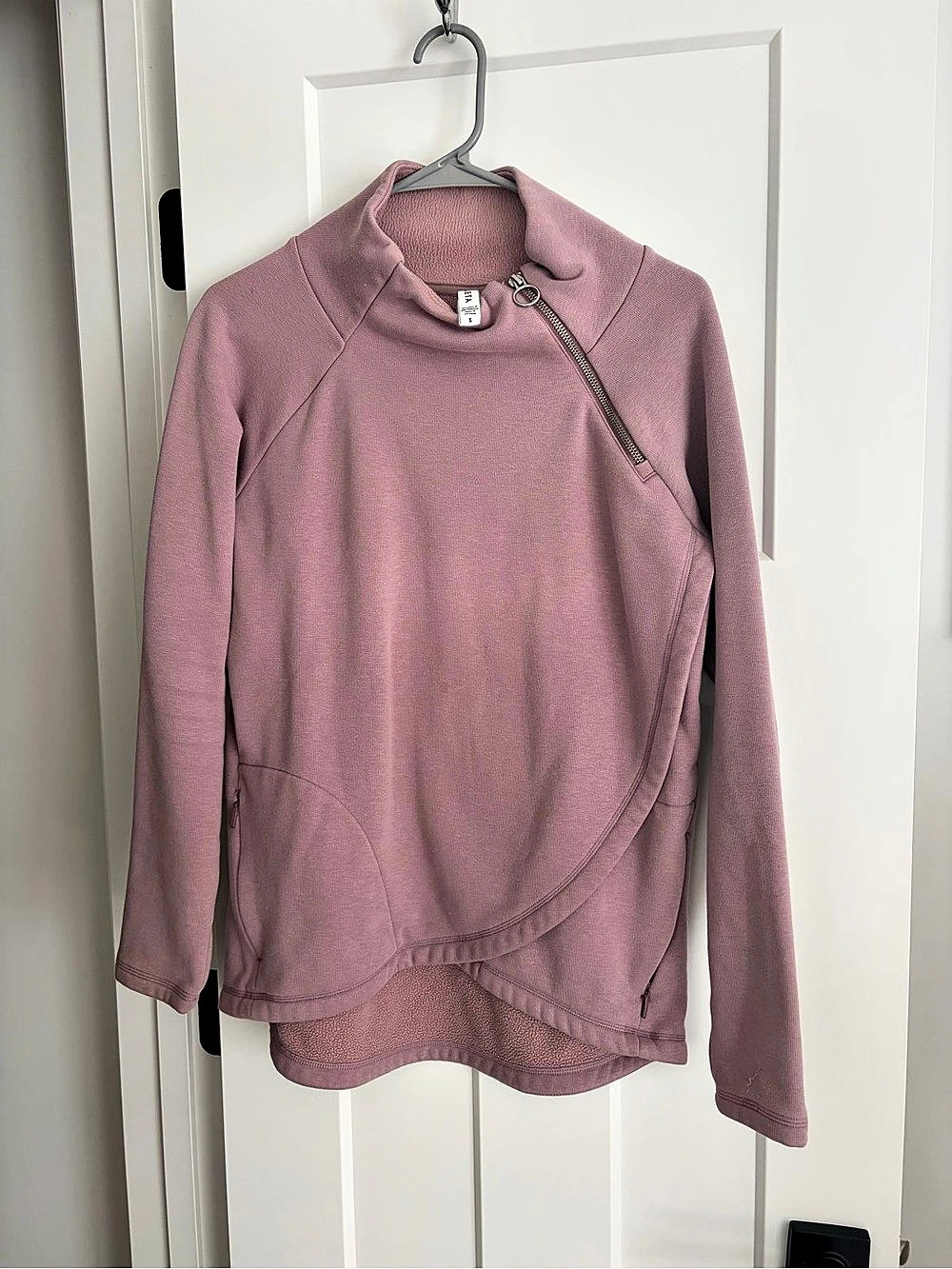Athleta Cozy Karma Asym Pullover Pink Half-Zip Size Small